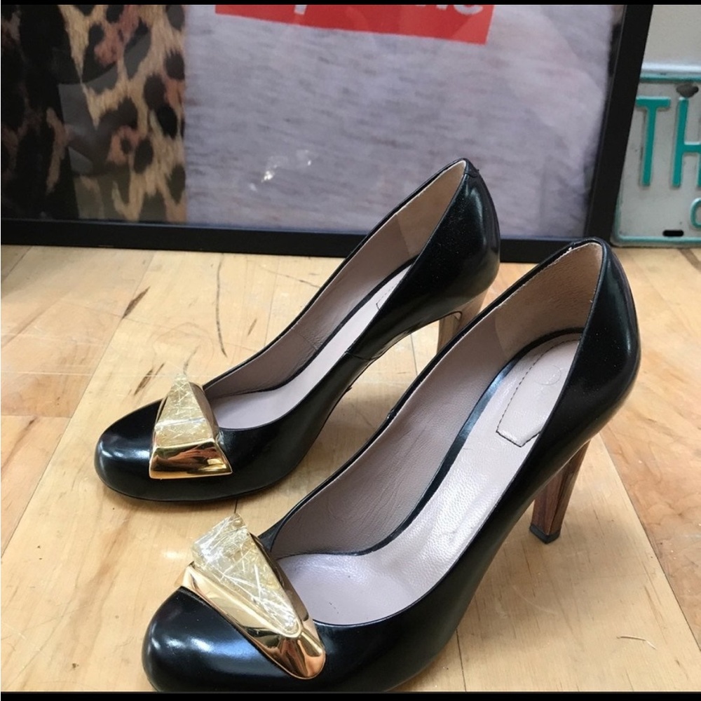 Chloe Leather Heels - gold and quartz 38